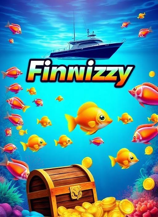 Fishing Frenzy slot game cover with ocean fish, fishing boat, underwater treasure theme